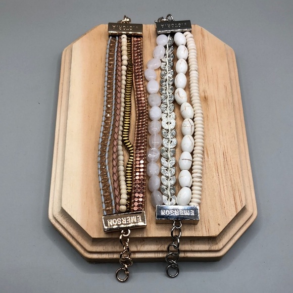 Victoria Emerson Jewelry - Victoria Emerson layered stacking look bracelets bundle lot 2, boho.